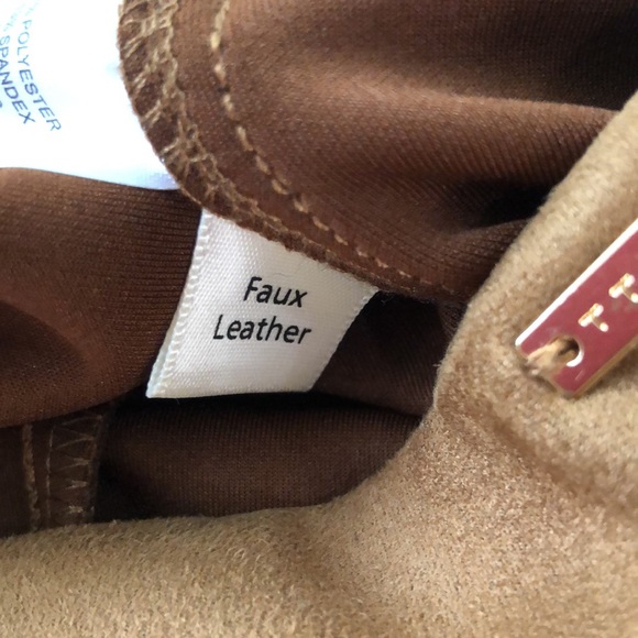 T by TAHARI cognac brown faux leather pull on pant size 6 faux suede pants - Picture 14 of 14